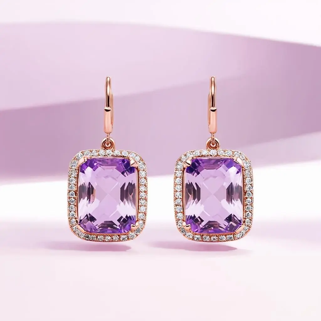 Elegance Redefined: Pink Amethyst Earrings in Rose Gold